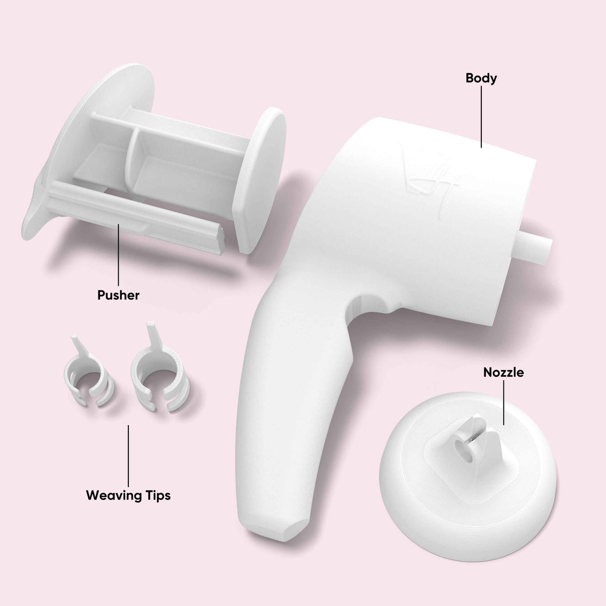 White Highlight Gun with pusher, nozzle and weaving tips