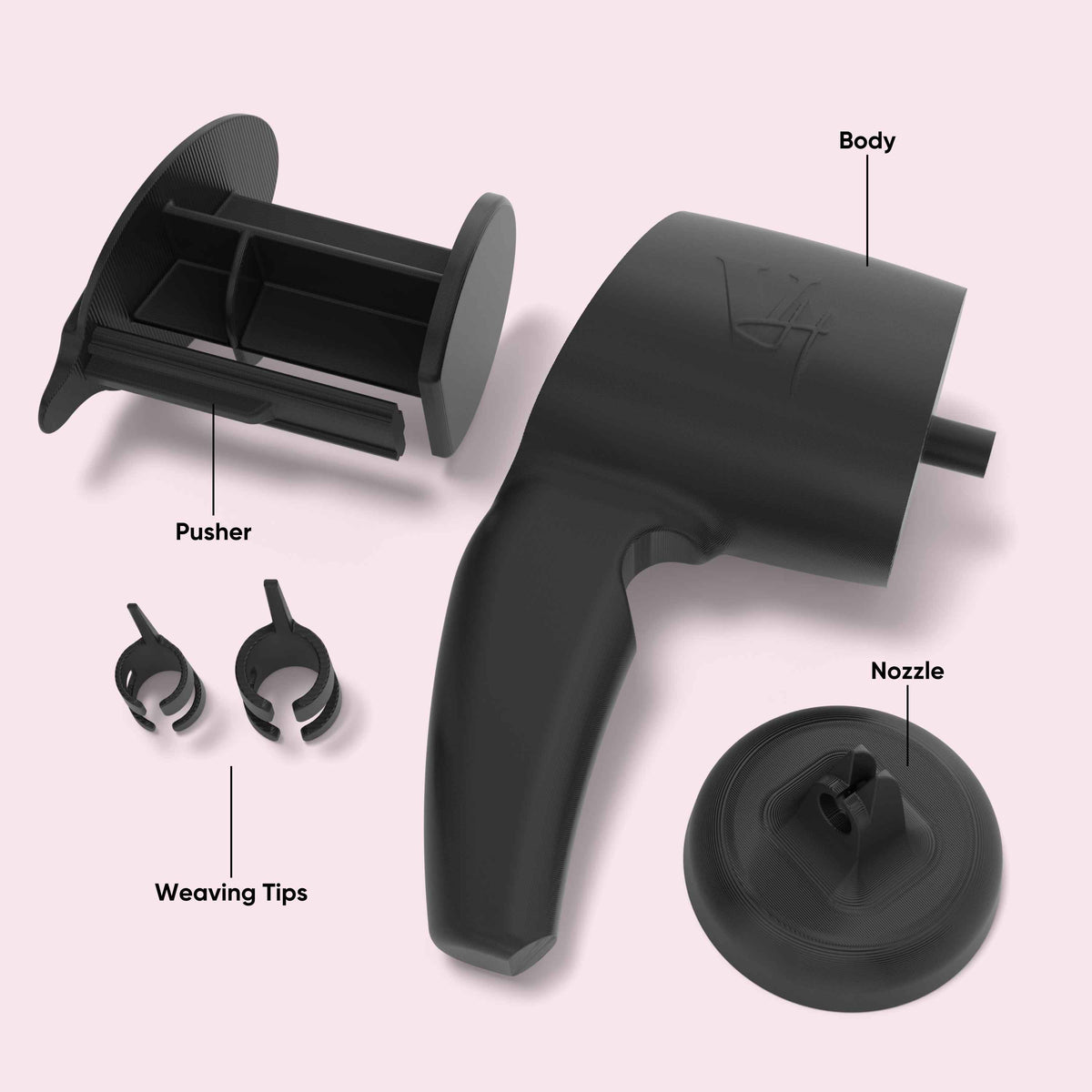 Black Highlight Gun with pusher, nozzle and weaving tips